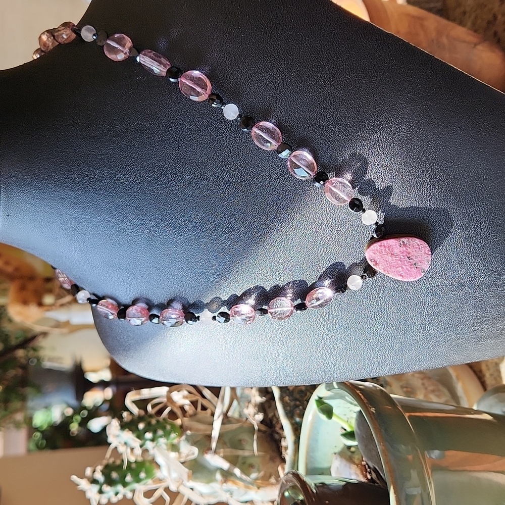 Artisan made Necklace in Pink and Black